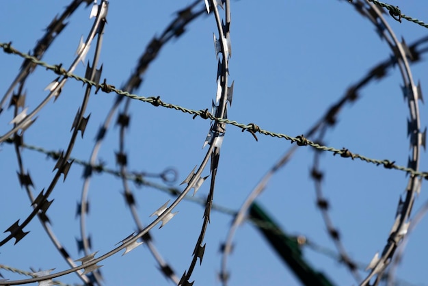 Barbed wire border fence and defense