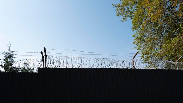 Barbed wire fence background