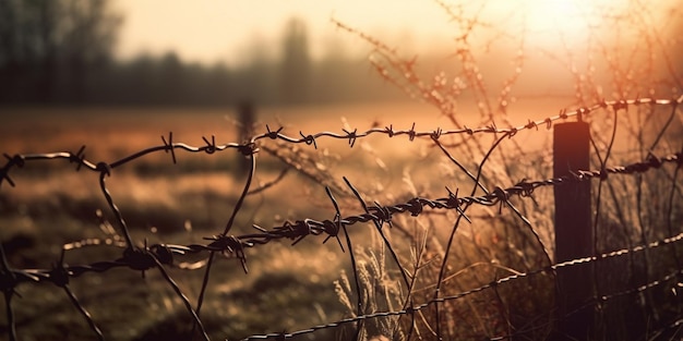 Barbed wire fence