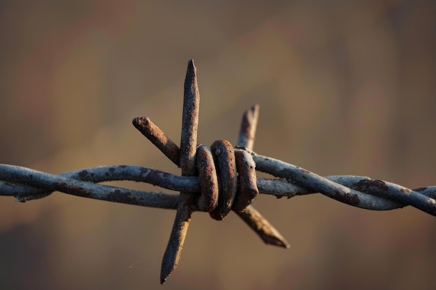 Barbed wire field closeup Generate Ai