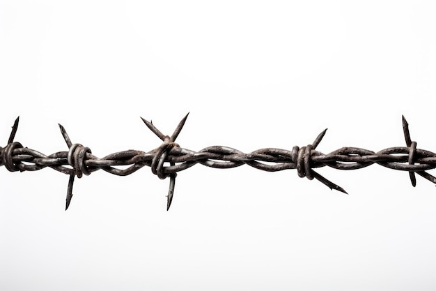 Photo a barbed wire isolated on white background