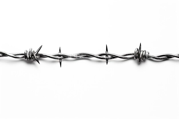 Photo barbed wire on white