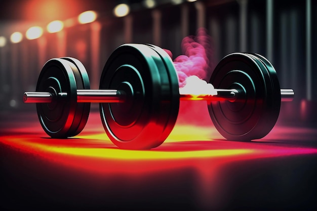 Barbell for fitness training in the gym Sports background Generative AI