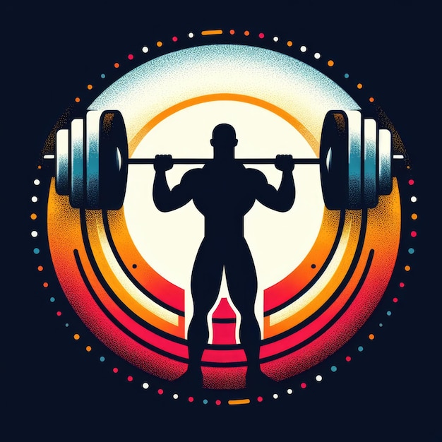 Photo barbell logo symbol or emblem for fitness gym studio weightlifting logo