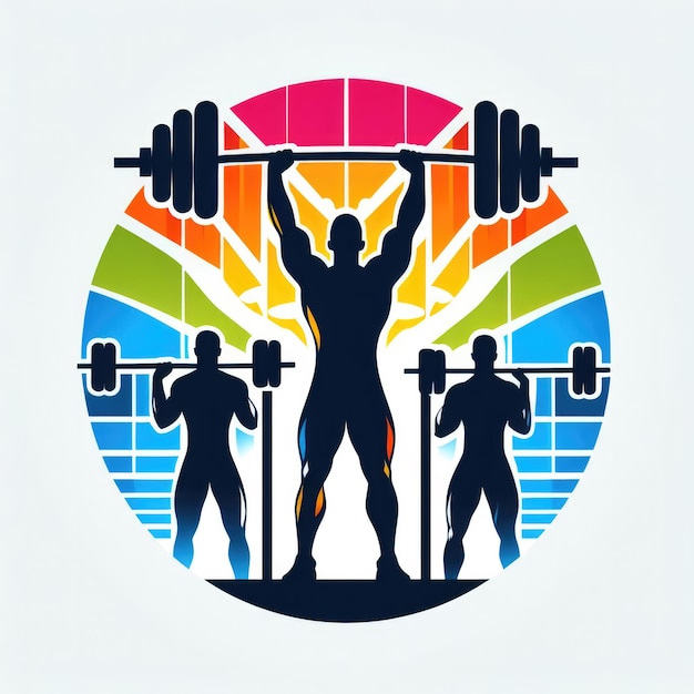 Barbell logo symbool of embleem voor fitness gym studio gewichtheffen logo