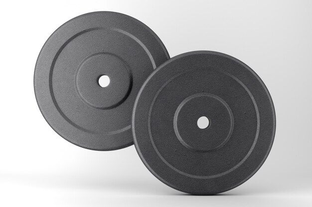 Photo barbell plates front side isolated in white background