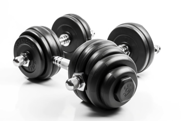 Barbells dumbbells fitness realistic composition with isolated image of dumbbell with heavy load