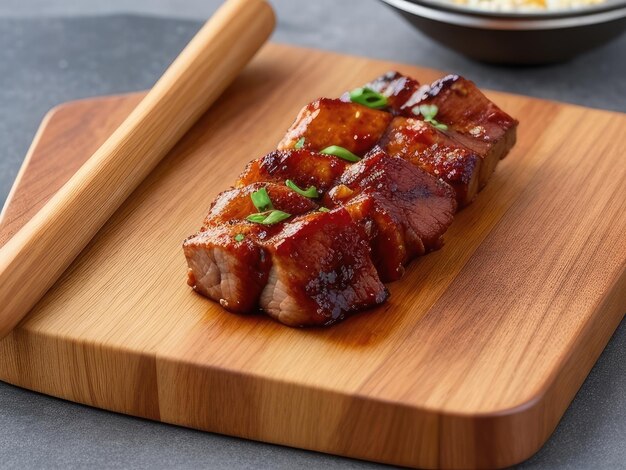 Barbeque pork on a board