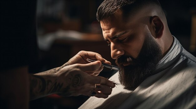 Barber's precision closeup of a barber's steady hand