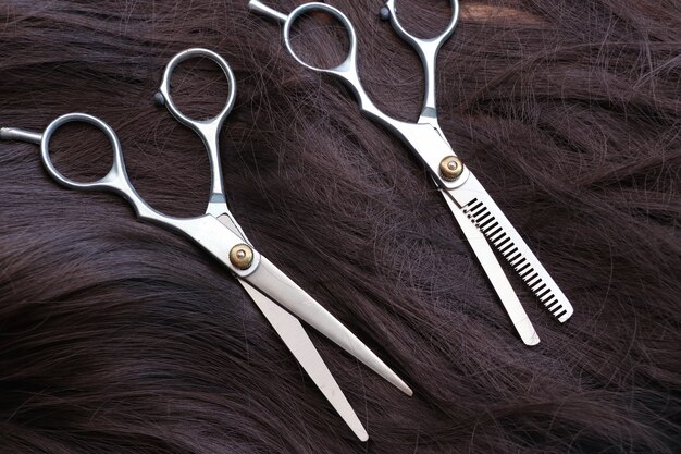 Photo barber scissors hair cutting