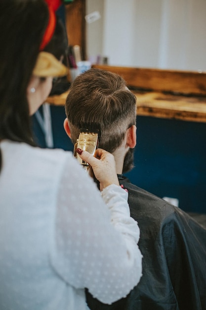 Photo barber shop haircut