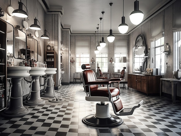 Photo barber shop interior room