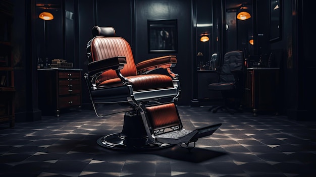 Photo barber shop salon chair inside of barbershop