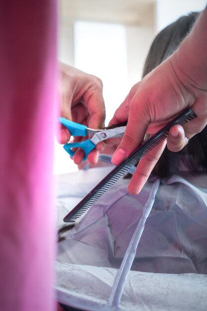 Photo barber with comb and scissors