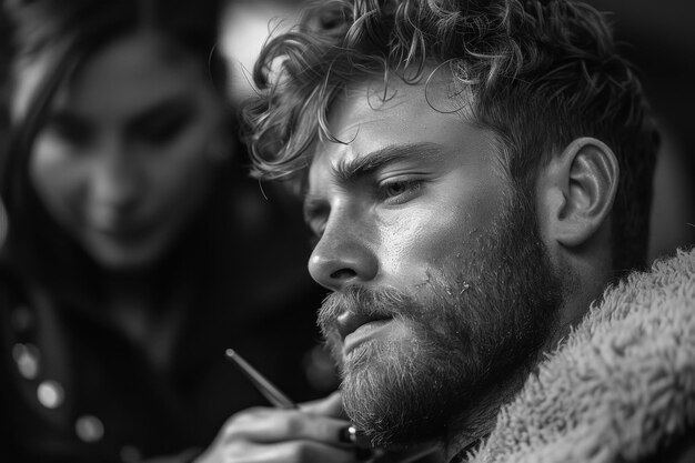 Barber at work creating a stylish haircut with precision