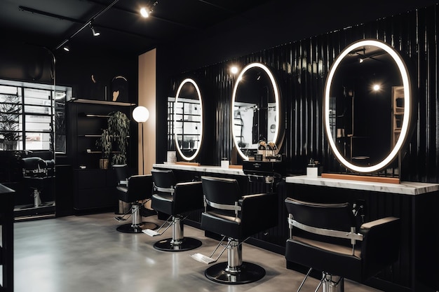 парикмахерская интерьер парикмахерской для стрижки рабочее место парикмахера Generative AI