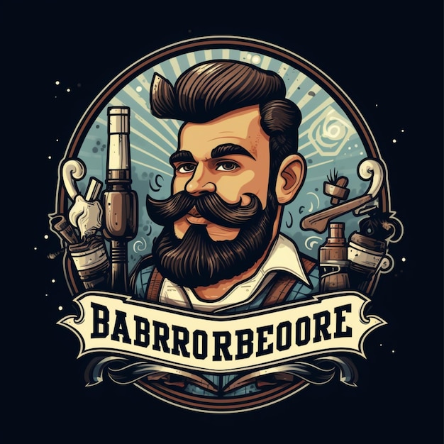 Photo barbershop cartoon logo