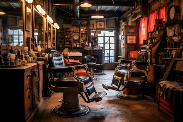 Barbershop interior room retro Generate Ai