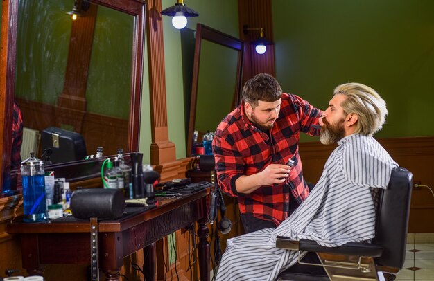 Barbershop services Know What Haircut You Want Visit hairdresser Beauty routine Maintaining shape Grow beard and mustache Man at barbershop Hairdresser salon Barbershop client Trimming beard