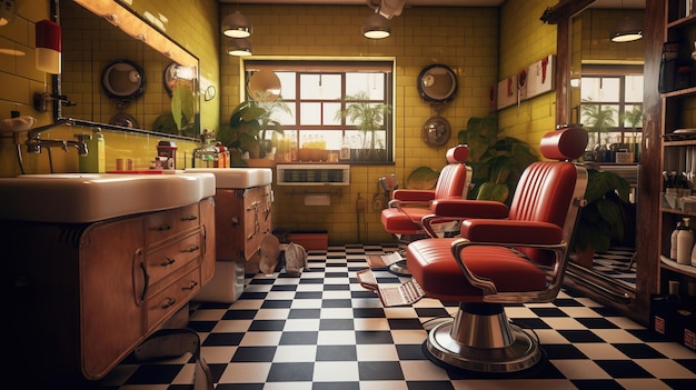 Barbershop with retro interior