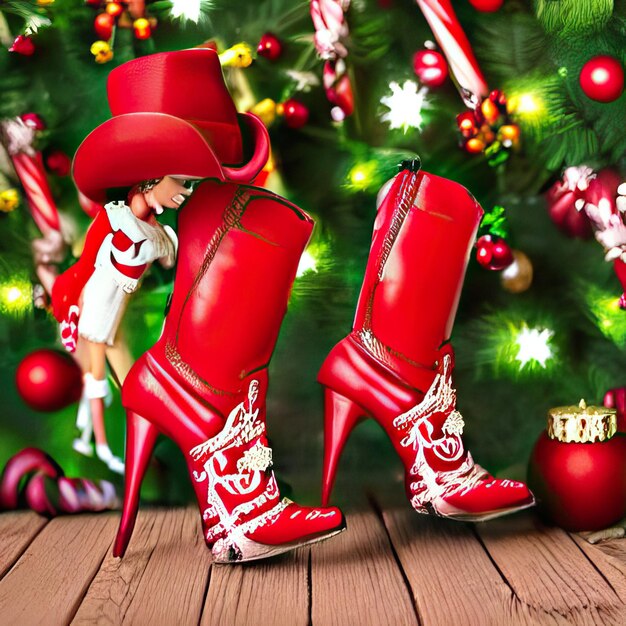 Foto barbi poster styling doll ken rosso blu rosa poster natale babbo natale capodanno 2024 sfondio