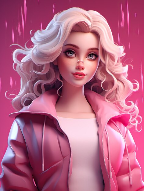 Barbie 3d in the style of illustration octane render closeup high quality photo cartoonish