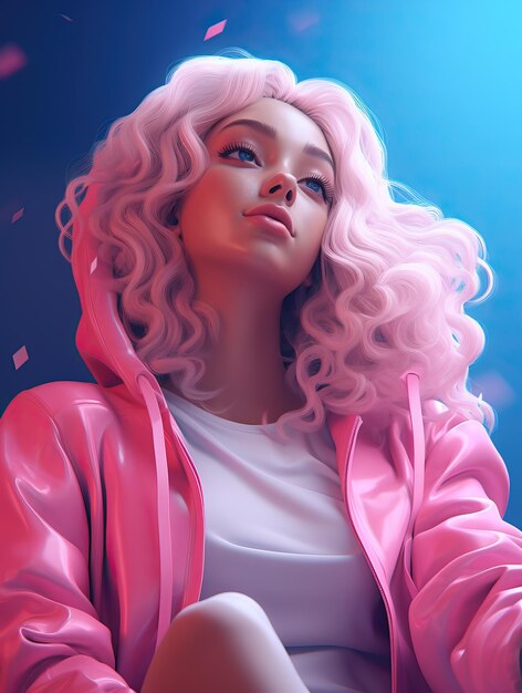 Barbie 3d in the style of illustration octane render closeup high quality photo cartoonish