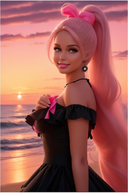 Иллюстрация изображения Барби на пляже