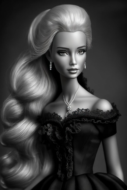 Premium AI Image | Barbie in black dress