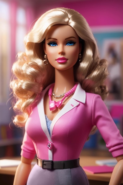 Foto barbie career doll teacher in costume rosa