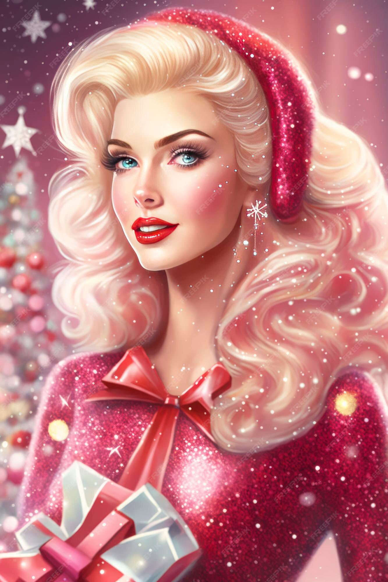 Premium AI Image Barbie Christmas time glitter