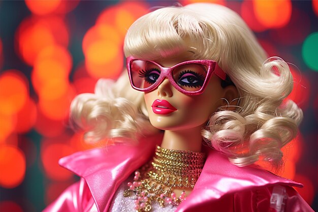 Barbie cute disco plastic doll portrait