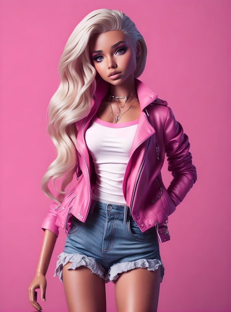 Barbie cute doll pink background