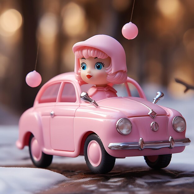 Фото Кукольный автомобиль барби розового цвета