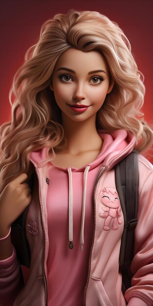 Barbie doll cute blond girl outfit pink wallpaper