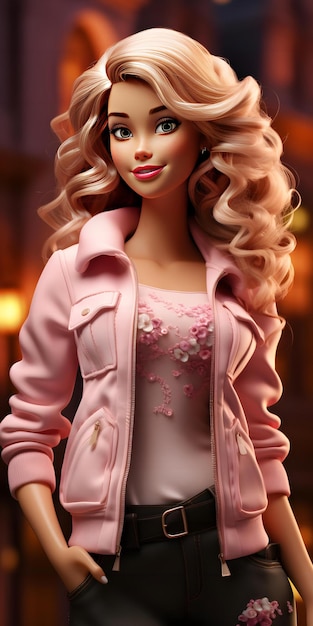 Barbie doll cute blond girl outfit pink wallpaper