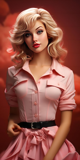 Barbie doll cute blond girl outfit pink wallpaper