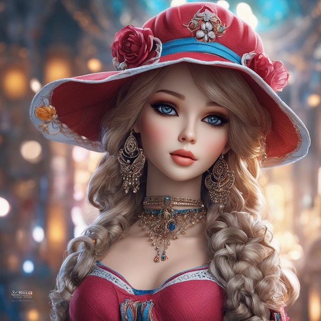 Barbie doll cute blond girl outfit wallpaper background design