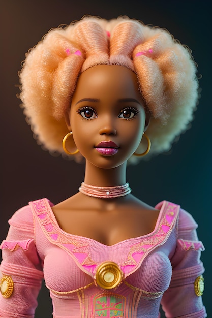 Barbie doll eyes and pink clothes generated by ai