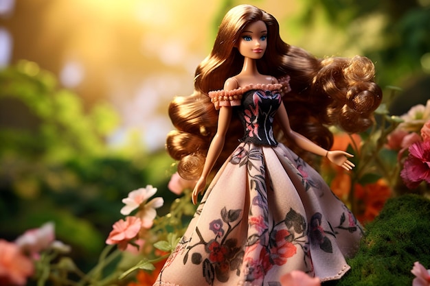 Barbie doll in a florall dress