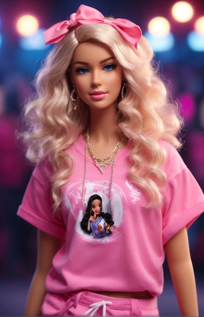 Photo barbie doll in hip hop urban street outfit