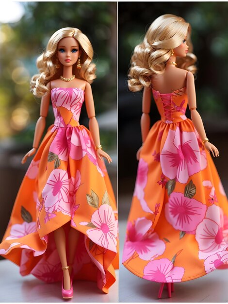 Barbie Doll New Summer Dress Orange and Hot Pink