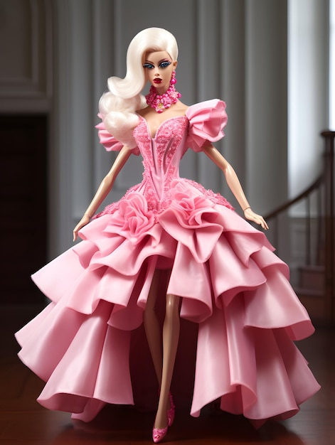 Barbie doll pink blonde girl background
