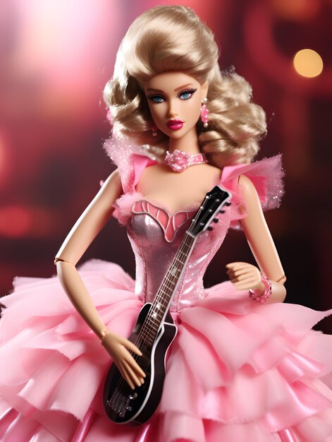 Barbie doll pink blonde girl background