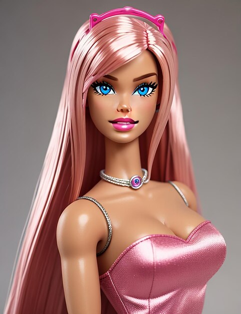 Premium Photo | Barbie doll in pink dress full figure isolated