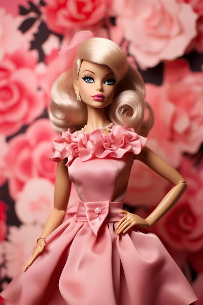 barbie doll in pink dress