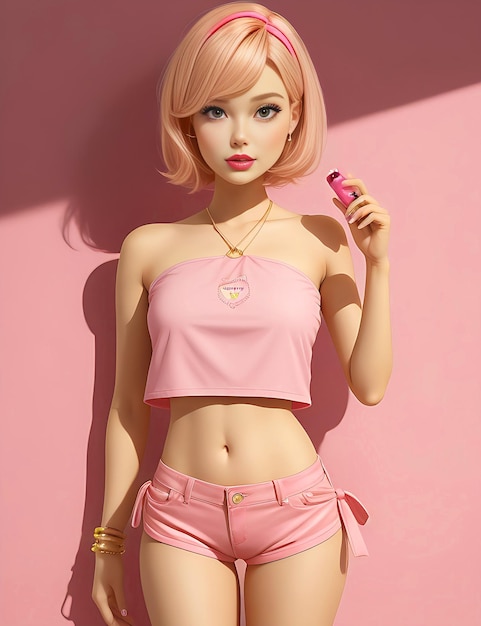 Premium Photo  A Barbie doll in a pink dress