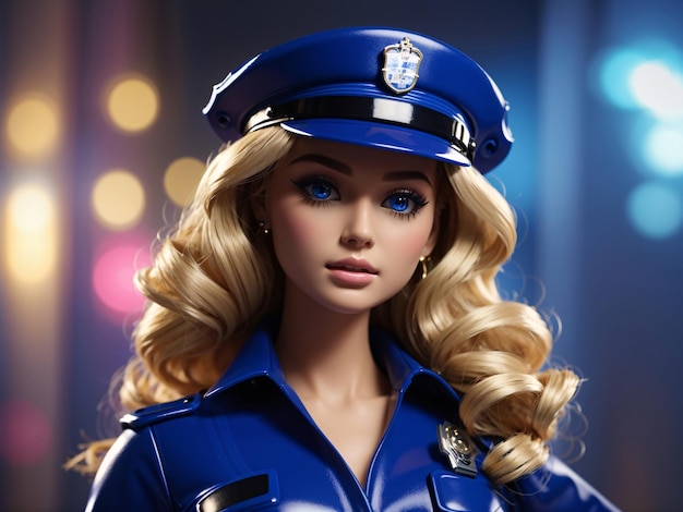 警察の制服を着たバービー人形