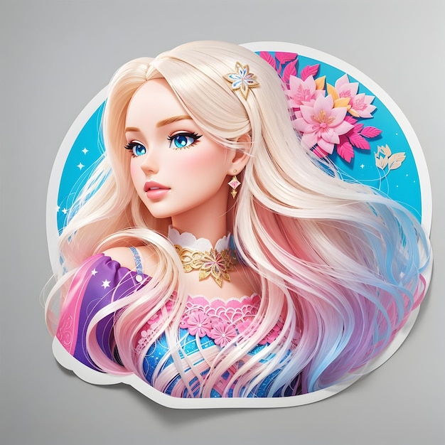 Barbie Doll Sticker with minimal detail