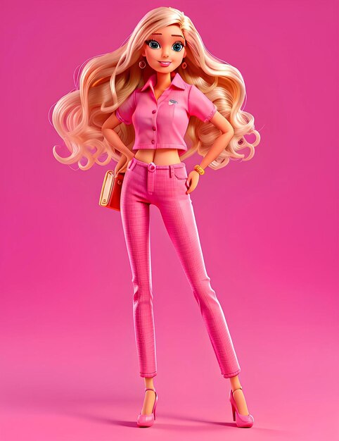 Barbie doll in trendy outfit